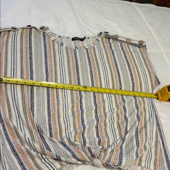 Cure Multicolor Striped Tie-Front Blouse - Picture 5 of 5